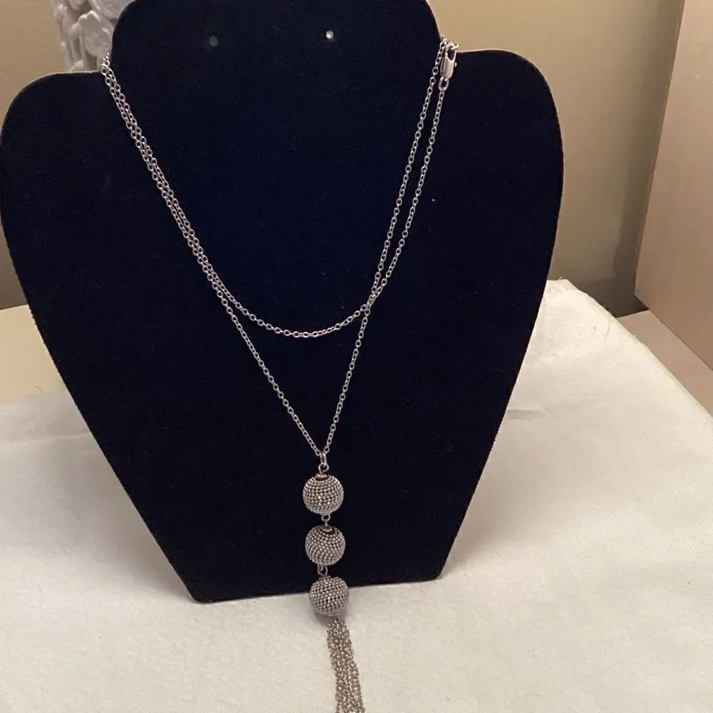 Adjustable Silvertone Chain with Silver Balls Tassel - Chico’s